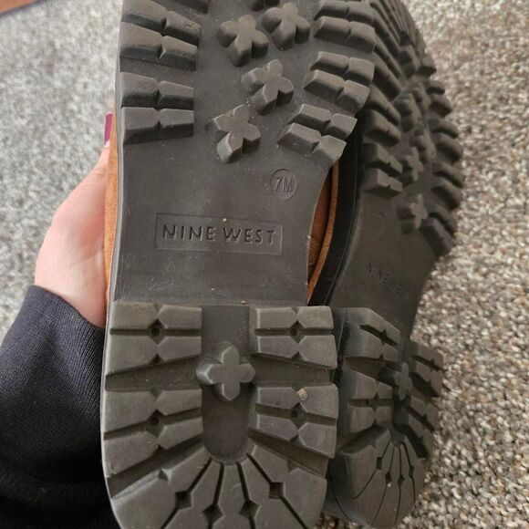 Women's Nine West Suede Faux Fur Sherpa Ankle Length Lace Up Boots 7 - Picture 7 of 8